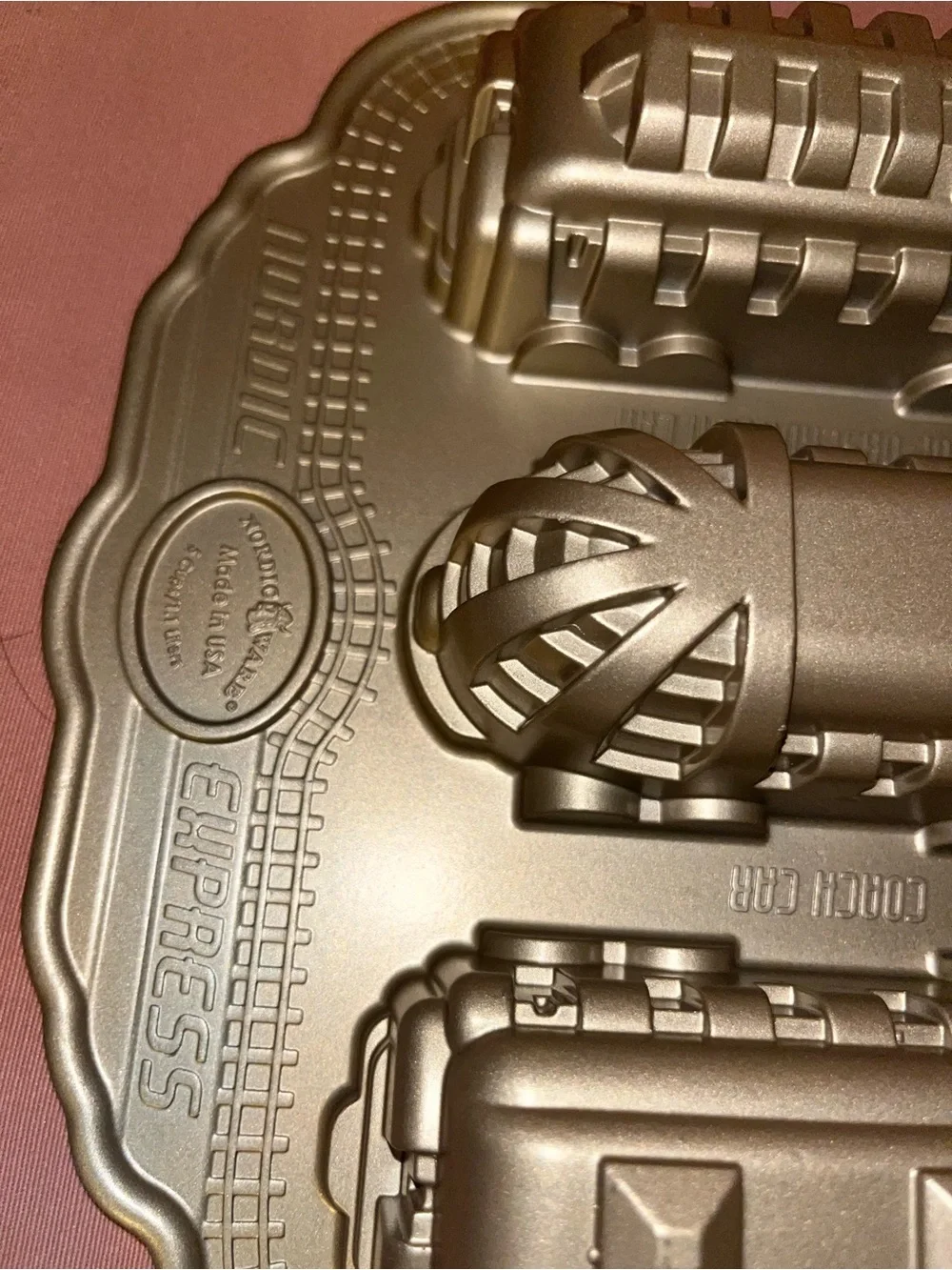 Nordicware Train Car Metallic Gold Cake Mold Made in the USA